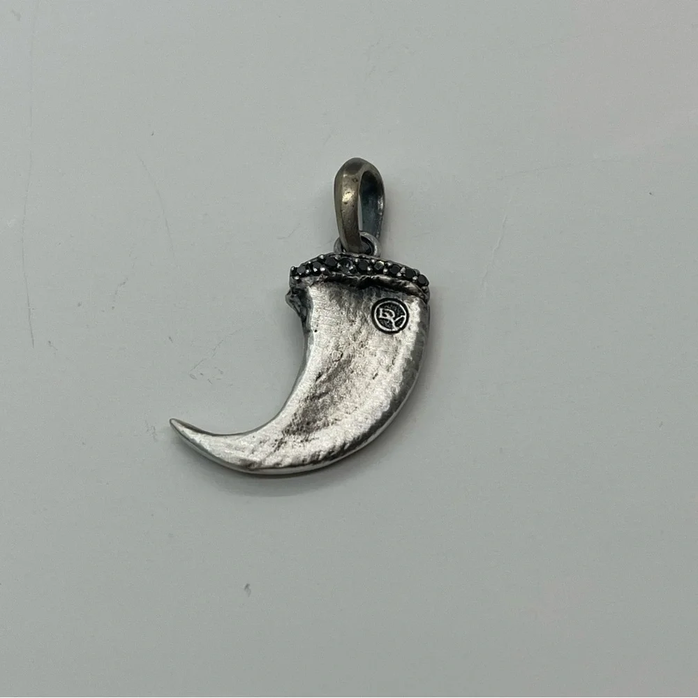 David Yurman Sterling Silver Bear Claw Tooth Pendant with Black Diamonds